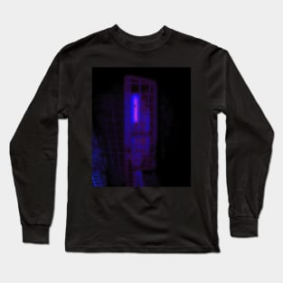 Digital collage and special processing. Bizarre. Room of suffering. Blue, neon and glow. Long Sleeve T-Shirt